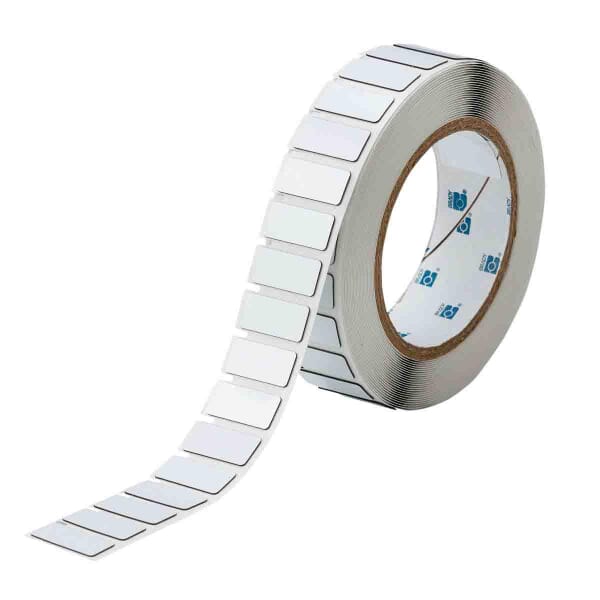Brady THTEP-171-593-.5 Rectangular Raised Panel Label, 0.49 in L x 1.6 in W, Colored Blank Legend, White, B-593 Polyester, 500 per Roll Labels