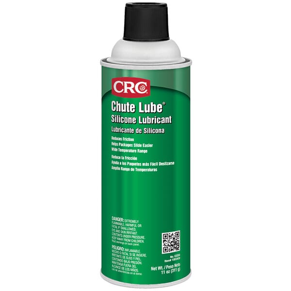 CRC 03204 Chute Lube Extremely Flammable Non-Staining Film Silicone Lubricant, 16 oz Aerosol Can, Liquid Form, Clear/Water White, -15 to 400 deg F