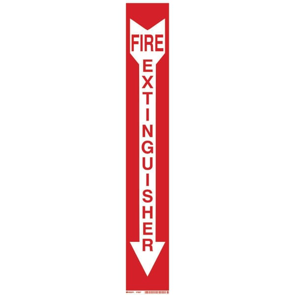 Brady BradyGlo 73657 Rectangular Fire Extinguisher Sign, 24 in H x 4 in W, Red on Glow, B-324 Polyester, Adhesive Mount