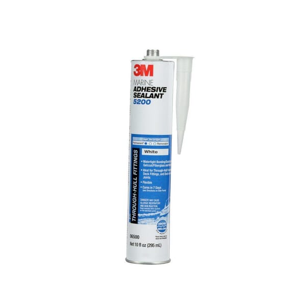 3M 7000000623 Marine Adhesive Sealant, 0.1 gal Cartridge Container, White, Polyurethane Base
