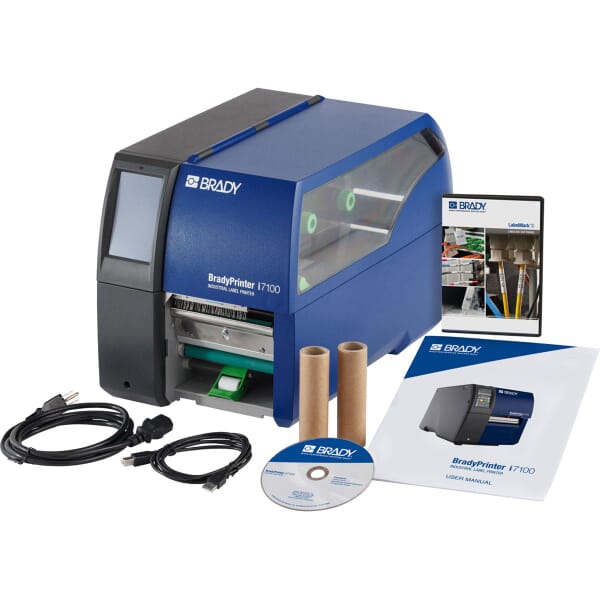Brady 149053 i7100 600 dpi Barcode Capable Industrial Heavy Duty Peel Model Single Color Label Printer, Direct Thermal, Thermal Transfer Print, 4.33 in W Tape, Color Touchscreen Display