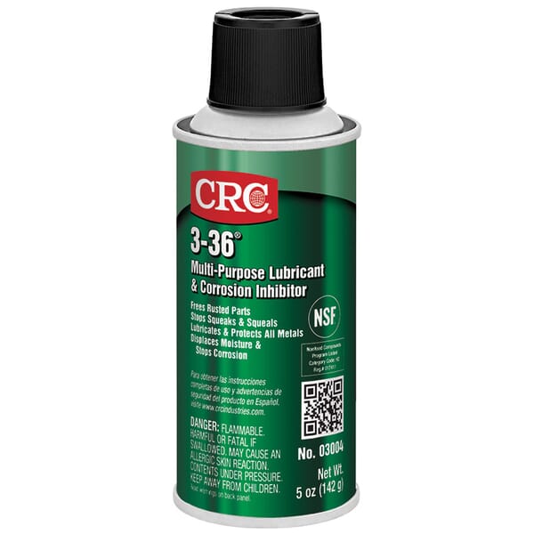 CRC 03004 3-36 Flammable Multi-Purpose Non-Drying Lubricant and Corrosion Inhibitor, 6 oz Aerosol Can, Liquid Form, Blue/Clear/Green, 0.827