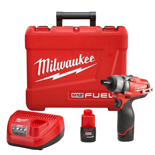 Milwaukee M12 FUEL 2402-22 2-Speed Screwdriver Kit, 1/4 in Chuck, 12 VDC, 350 in-lb Torque, Lithium-Ion Battery