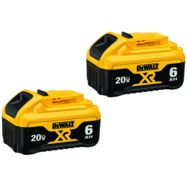 DeWALT 20V MAX* MATRIX XR DCB206-2 Premium Slide-On Battery Pack, 6 Ah Lithium-Ion Battery, 20 VAC Charge, For Use With DeWALT 20 V Tools