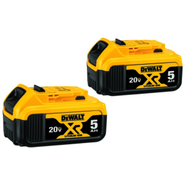 DeWALT 20V MAX* DCB205-2 Premium Battery Pack, 5 Ah Lithium-Ion Battery, 20 VDC Charge, For Use With Entire Line of DEWALT 20 V Max Tools