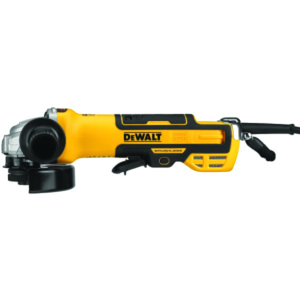 DeWALT DWE43214N Brushless Corded Small Angle Grinder With Kickback Brake and No Lock-On, 5 in Dia Wheel, 5/8-11 Arbor/Shank, 120 VAC, Black/Yellow, No Lock Paddle/Trigger Switch