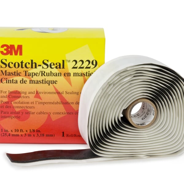 3M 7010349783 Mastic Tape, 30 ft L x 1-1/2 in W, 125 mil THK, Mastic Adhesive, Rubber Backing, Black