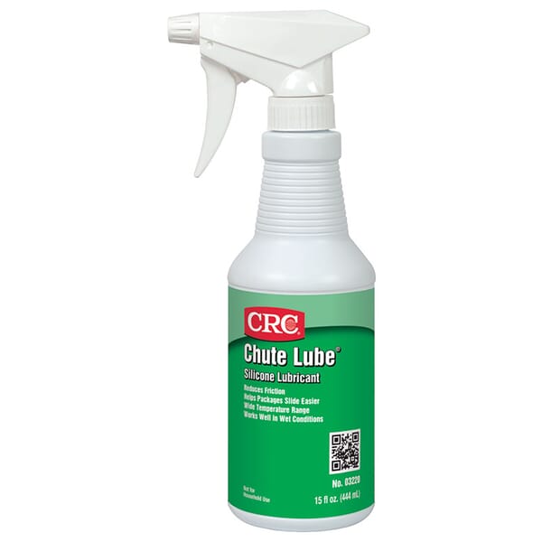 CRC 03220 Chute Lube Combustible Non-Staining Wet Film Silicone Lubricant, 16 oz Bottle with Trigger, Liquid Form, Clear/Water White, -40 to 400 deg F