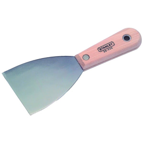 Stanley 28-539 Scraper Knife, High Carbon Steel Flexible Blade, 3-5/8 in L Blade, 3 in W Blade, Hardwood Handle