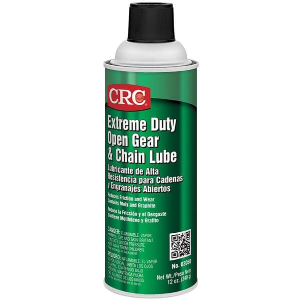 CRC 03058 Extreme Duty Flammable Tacky Open Gear and Chain Lubricant, 16 oz Aerosol Can, Semi Viscous Liquid Form, Black, 1.1