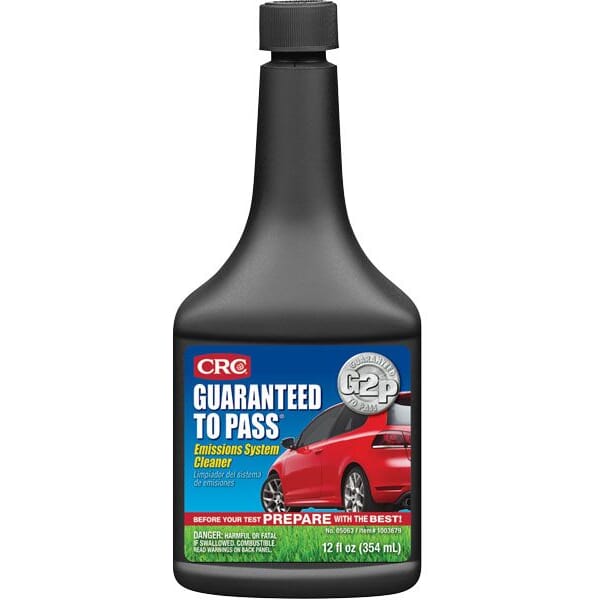 CRC 05063 Guaranteed To Pass Combustible Emission System Cleaner, 12 oz Bottle, Liquid, Clear/Amber, Petroleum Distillate