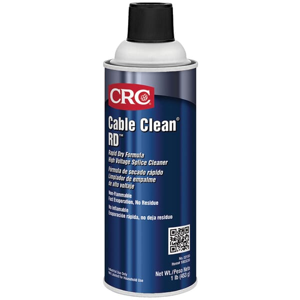 CRC 1003230 Cable Clean RD Chlorinated High Voltage Flammable Splice Cleaner, 16 oz Aerosol Can, Liquid Form, Strong, Clear