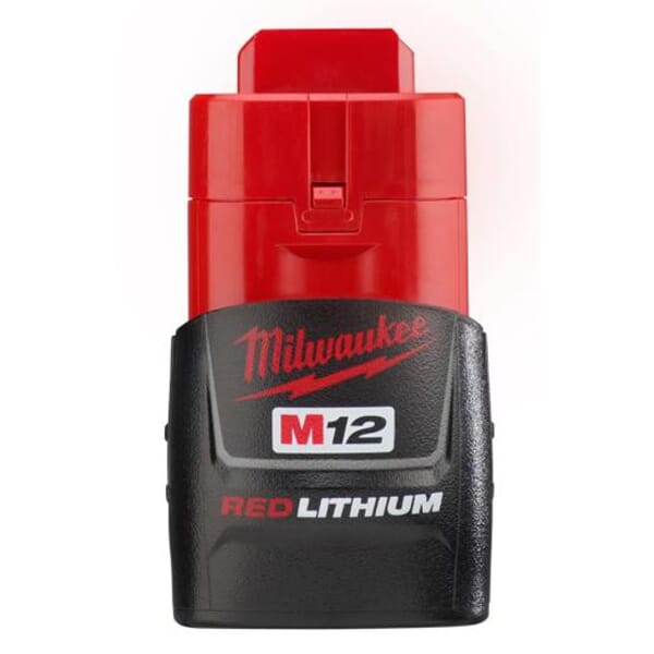Milwaukee M12 REDLITHIUM 48-11-2401 Compact Rechargeable Cordless Battery Pack, 1.5 Ah Lithium-Ion Battery, 12 VDC Charge, For Use With M12 Cordless Power Tool