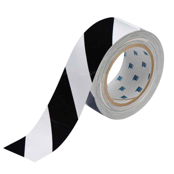 Brady ToughStripe 104319 Floor Marking Tape, 100 ft L x 2 in W, Black on White, Polyester