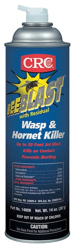 CRC Bee Blast 14009 Fast Acting Wasp/Hornet Killer, 20 oz Aerosol Can, Liquid Form, Clear, Petroleum Odor/Scent