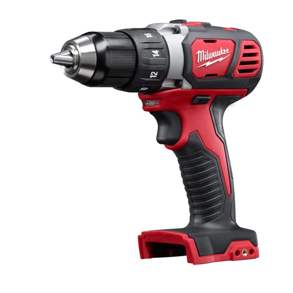 Milwaukee M18 2606-20 Cordless Drill/Driver, 1/2 in Chuck, 18 VDC, 0 to 400/0 to 1800 rpm No-Load, 7-1/4 in OAL, Lithium-Ion Battery