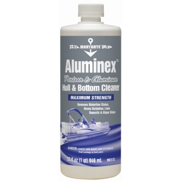 MaryKate MK3132 Aluminex Non-Flammable Hull Cleaner, 1 qt Bottle, Mild Acidic Odor/Scent, Clear, Thin Liquid Form