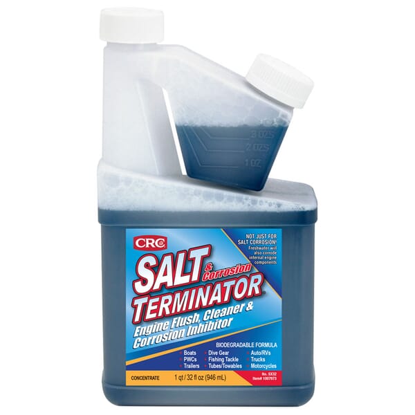 CRC SX32 Salt Terminator Non-Flammable Water Based Engine Flush and Cleaner/Corrosion Inhibitor, 32 oz Bottle, Liquid, Blue, Mild