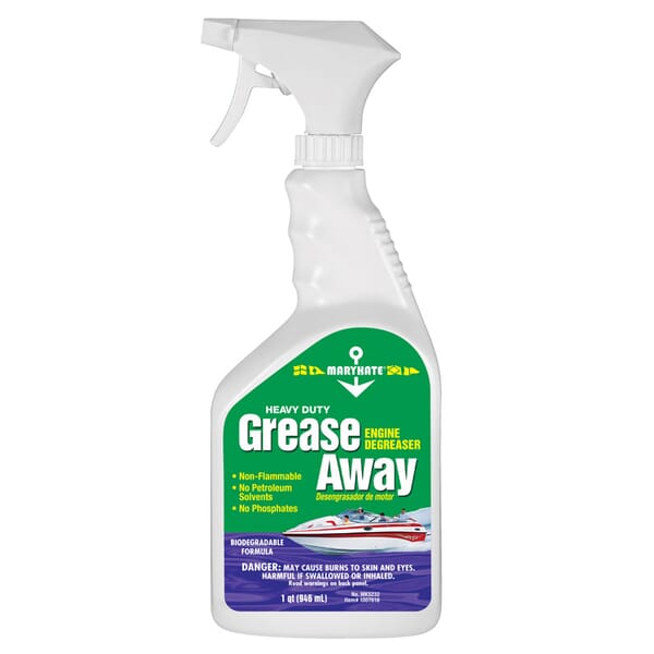 MaryKate MK5232 Heavy Duty Non-Flammable Grease Away/Engine Degreaser, 1 qt Spray Bottle, Glycol Ether Odor/Scent, Clear/Slightly Yellow, Liquid Form