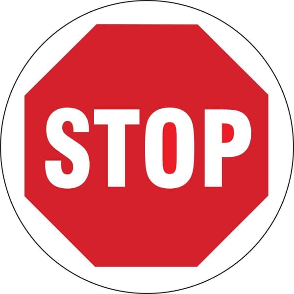 Brady 97614 Circular Laminated Traffic Control Sign, White on Red, B-819 Vinyl, Adhesive Mount