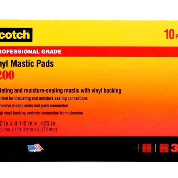 Scotch 7000057773 Mastic Tape, 3-1/4 in L x 4-1/2 in W, 3 mm THK, Mastic Adhesive, Vinyl Backing, Black