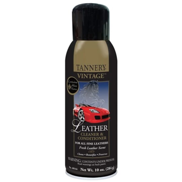 Tannery 40144 Vintage Non-Drying Non-Flammable Thin Transparent Water Based Leather Cleaner/Conditioner, 16 oz Aerosol Can, Emulsion, Milky White, Leather