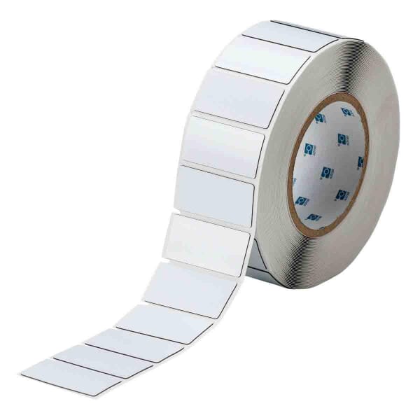 Brady THTEP-173-593-.5 Rectangular Raised Panel Label, 1 in L x 2 in W, Colored Blank Legend, White, B-593 Polyester, 500 per Roll Labels