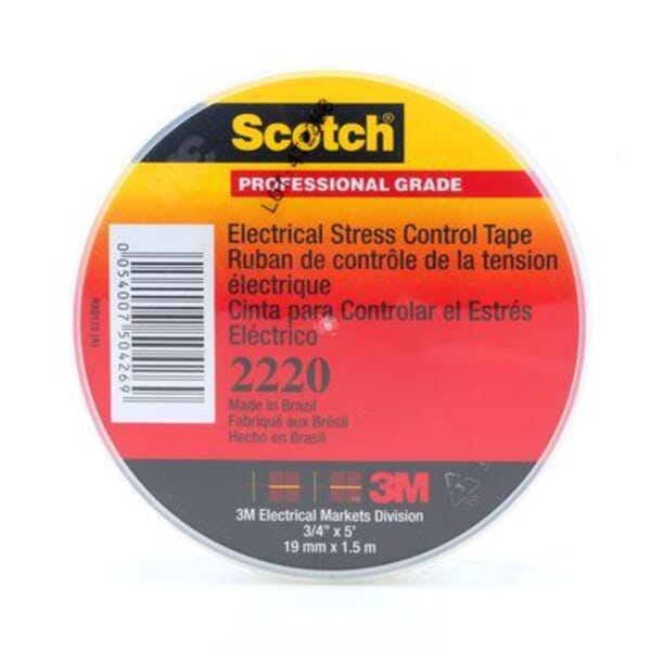 Scotch 7000034806 Stress Control Tape, 15 ft L x 3/4 in W, 30 mil THK, Rubber, Gray