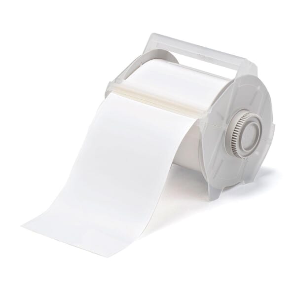 Brady GlobalMark 113109 Thermal Transfer Vinyl Label, 100 ft L 4 in W, For Use With GlobalMark Industrial Label Maker, B-595 Vinyl, White