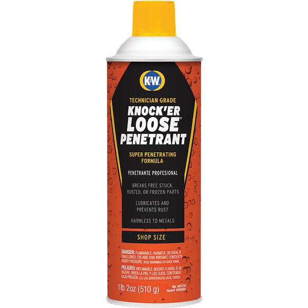 K&W 401724 Knocker Loose Flammable Non-Drying Thin Super Penetrant, 24 oz Aerosol Can, Liquid, Light Amber, 0.81