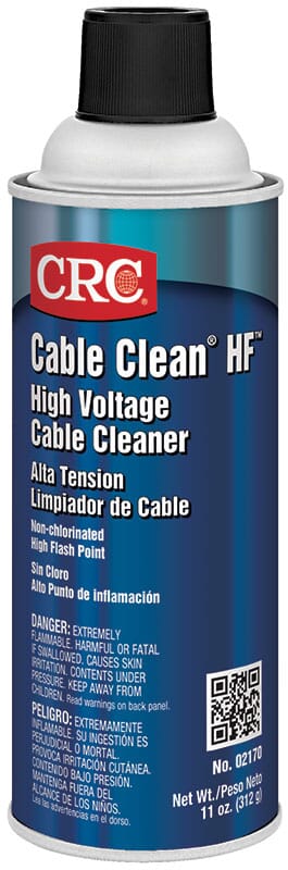 CRC 1003234 Cable Clean HF High Voltage Non-Flammable Cable Cleaner, 16 oz Aerosol Can, Liquid Form, Slight Hydrocarbon, Clear