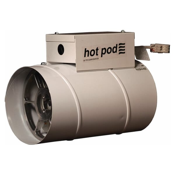 TPI Hotpod HP610001202T 1-Phase Supplemental Duct Heating System With Hardwire, 120 VAC, 8.33 A, 6 in Duct, 130 cfm, Steel, Domestic