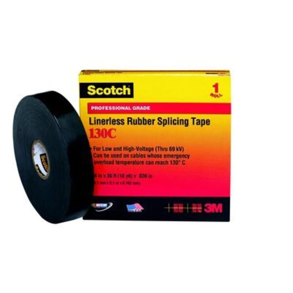 3M 7000006091 Splicing Tape, 30 ft L x 2 in W, 30 mil THK, Rubber, Black