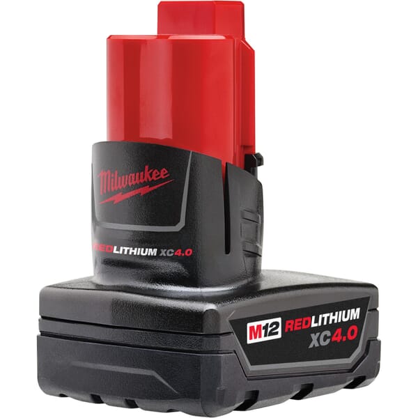 Milwaukee M12 REDLITHIUM 48-11-2440 Rechargeable Cordless Battery Pack, 4 Ah Lithium-Ion Battery, 12 VDC Charge, For Use With M12 Cordless Power Tool