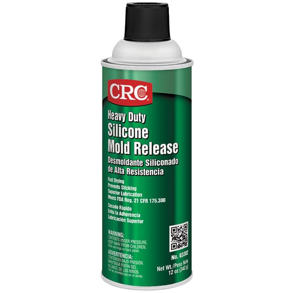 CRC 03302 Heavy Duty Non-Drying Film Non-Flammable Mold Release, 16 oz Aerosol Can, Liquid Form, Clear/Oily Clear, 600 deg F