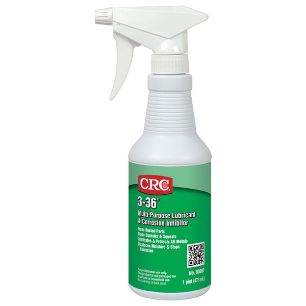 CRC 03007 3-36 Multi-Purpose Non-Drying Non-Flammable Lubricant and Corrosion Inhibitor, 16 oz Bottle, Liquid Form, Blue/Clear/Green, 0.827
