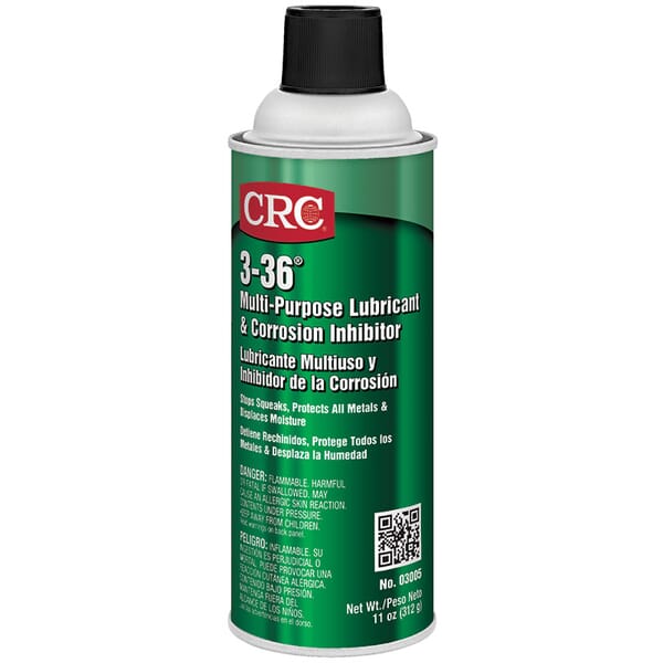 CRC 03005 3-36 Flammable Multi-Purpose Non-Drying Lubricant and Corrosion Inhibitor, 16 oz Aerosol Can, Liquid Form, Blue/Clear/Green, 0.827