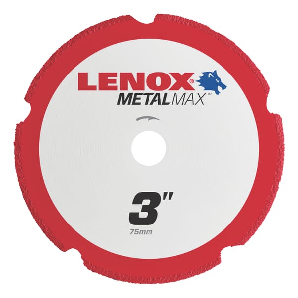 Lenox METALMAX 1972918 Type 1 Cut-Off Wheel, 3 in Dia x 0.05 in THK, 3/8 in Center Hole, 40/50 Grit, Diamond Abrasive