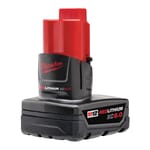 Milwaukee 48-11-2460 Battery Pack, 6 Ah 12 VDC Lithium-Ion Battery, For Use With 12 VDC Cordless Tool
