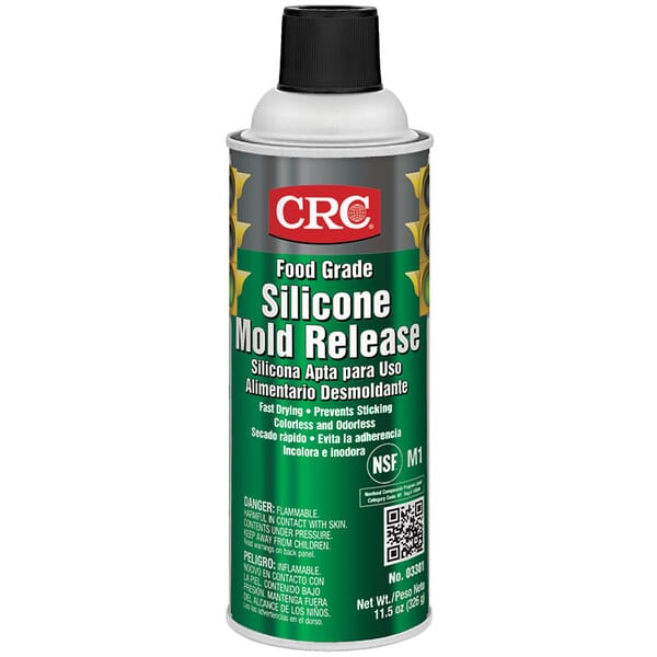 CRC 03301 Non-Drying Flammable Silicone Mold Release, 16 oz Aerosol Can, Liquid Form, Clear/Oily Clear, 600 deg F