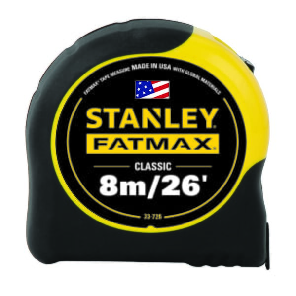 Stanley 33-726 Reinforced Tape Rule, 26 ft L Blade x 1-1/4 in W Blade, Mylar Polyester Film Blade, Graduations Metric/Fractional
