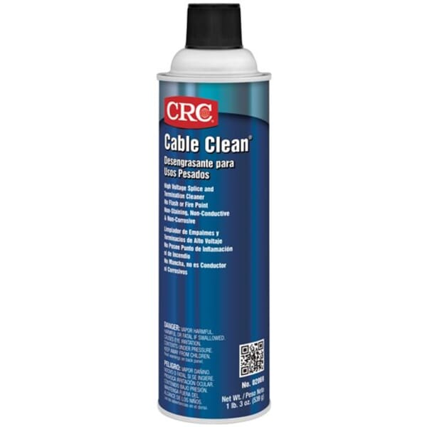 CRC 02069 Cable Clean High Voltage Non-Flammable Splice Cleaner, 20 oz Aerosol Can, Liquid Form, Slight Ethereal, Clear