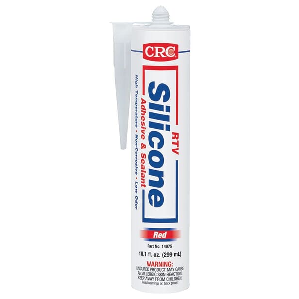 CRC 14075 Curing Non-Flammable RTV Silicone Sealant, 12 oz Cartridge, Red, Hydroxy Terminated Polydimethylsiloxane, Silicone Base