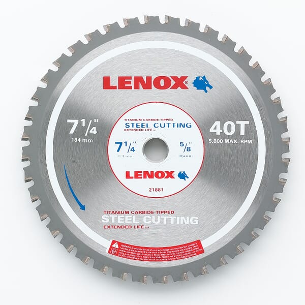 Lenox 21881ST714040CT Circular Saw Blade, 7-1/4 in Dia x 0.63 in THK, 5/8 in Arbor, 40 Teeth