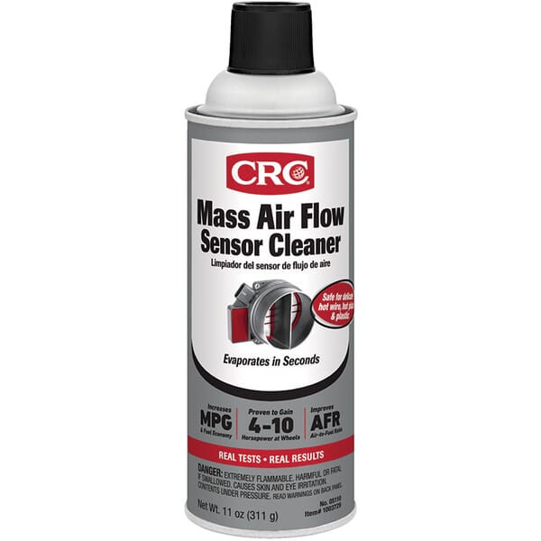 CRC 05110 Extremely Flammable Mass Air Flow Sensor Cleaner, 16 oz Aerosol Can, Mild Alcohol Odor/Scent, Clear, Liquid Form