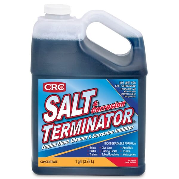 CRC SX128 Salt Terminator Non-Flammable Water Based Engine Flush and Cleaner/Corrosion Inhibitor, 1 gal Bottle, Liquid, Blue, Mild redirect to product page