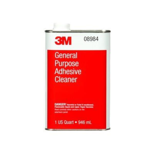 3M 7000000492 General Purpose Adhesive Cleaner, 1 qt Container, Sharp Aromatic Solvent Odor/Scent, Clear, Liquid Form