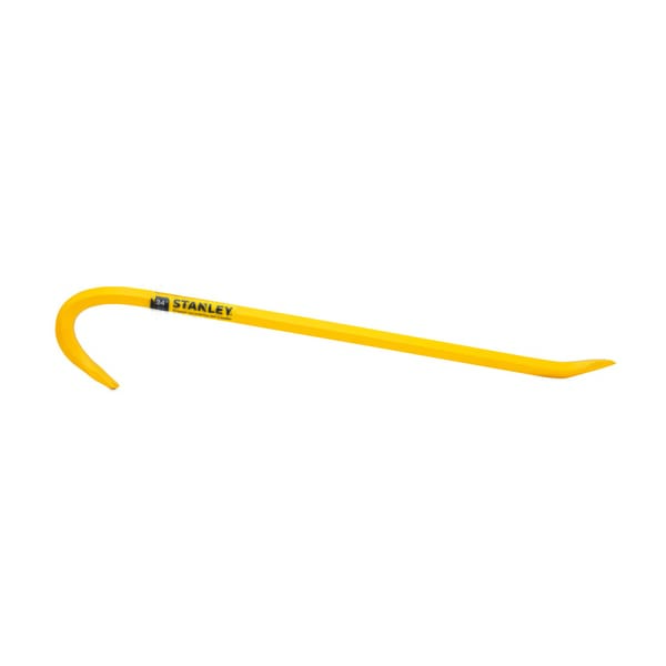 Stanley 55-124 Wrecking Bar, Beveled Chisel/Slotted Claw Tip, 24 in OAL, Forged Steel