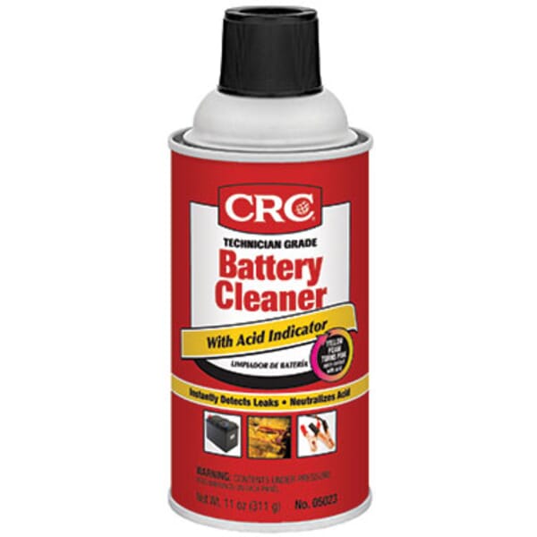 CRC 05023 Non-Flammable Battery Cleaner With Acid Indicator, 12 oz Aerosol Can, Foam, Yellow, Foam