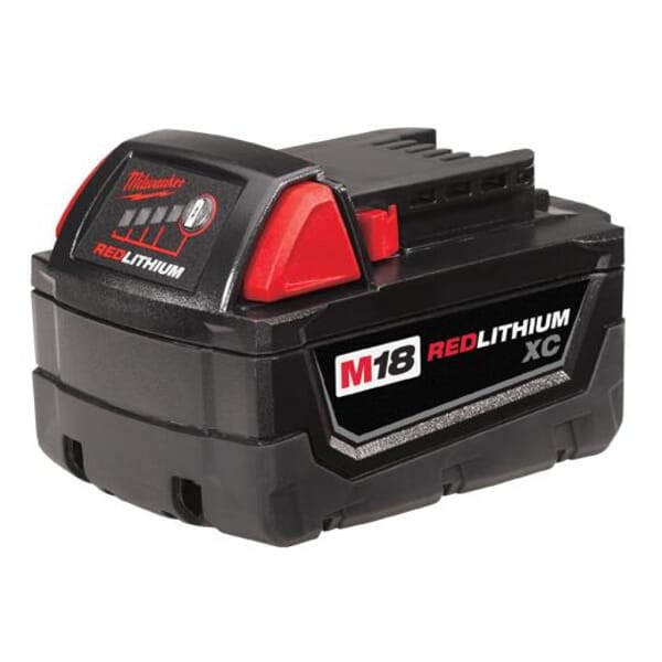 Milwaukee M18 REDLITHIUM 48-11-1828 High Capacity Rechargeable Cordless Battery Pack, 3 Ah Lithium-Ion Battery, 18 VDC Charge, For Use With M18 Cordless Power Tool